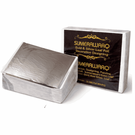 Light champagne silver foil sheets 14x14 cm booklet by Sumera Warq