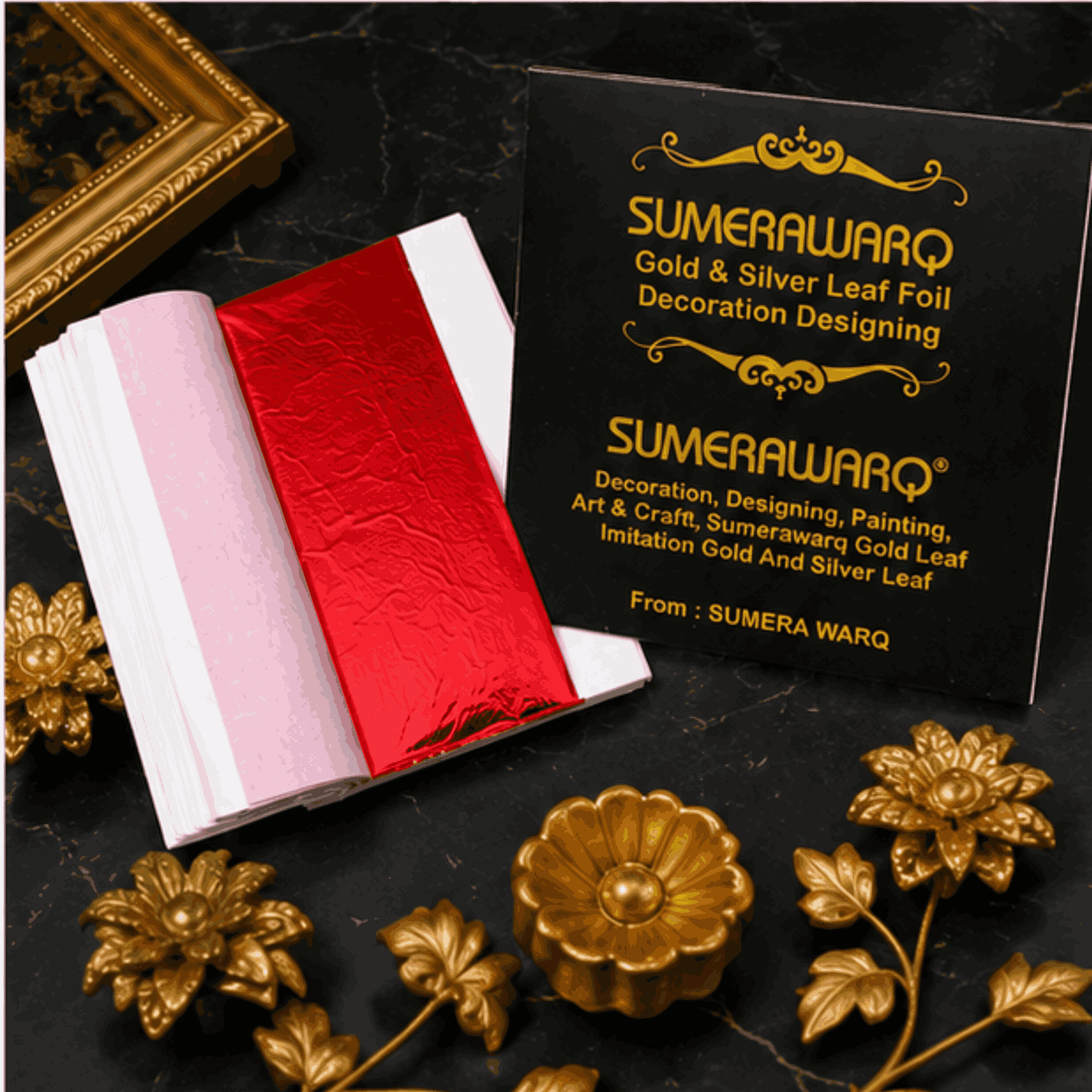 Multicolor Leaf Foil Sheets 14×14 cm (Pack of 20) for Resin Art, Nail Art & Craft | Sumera Warq