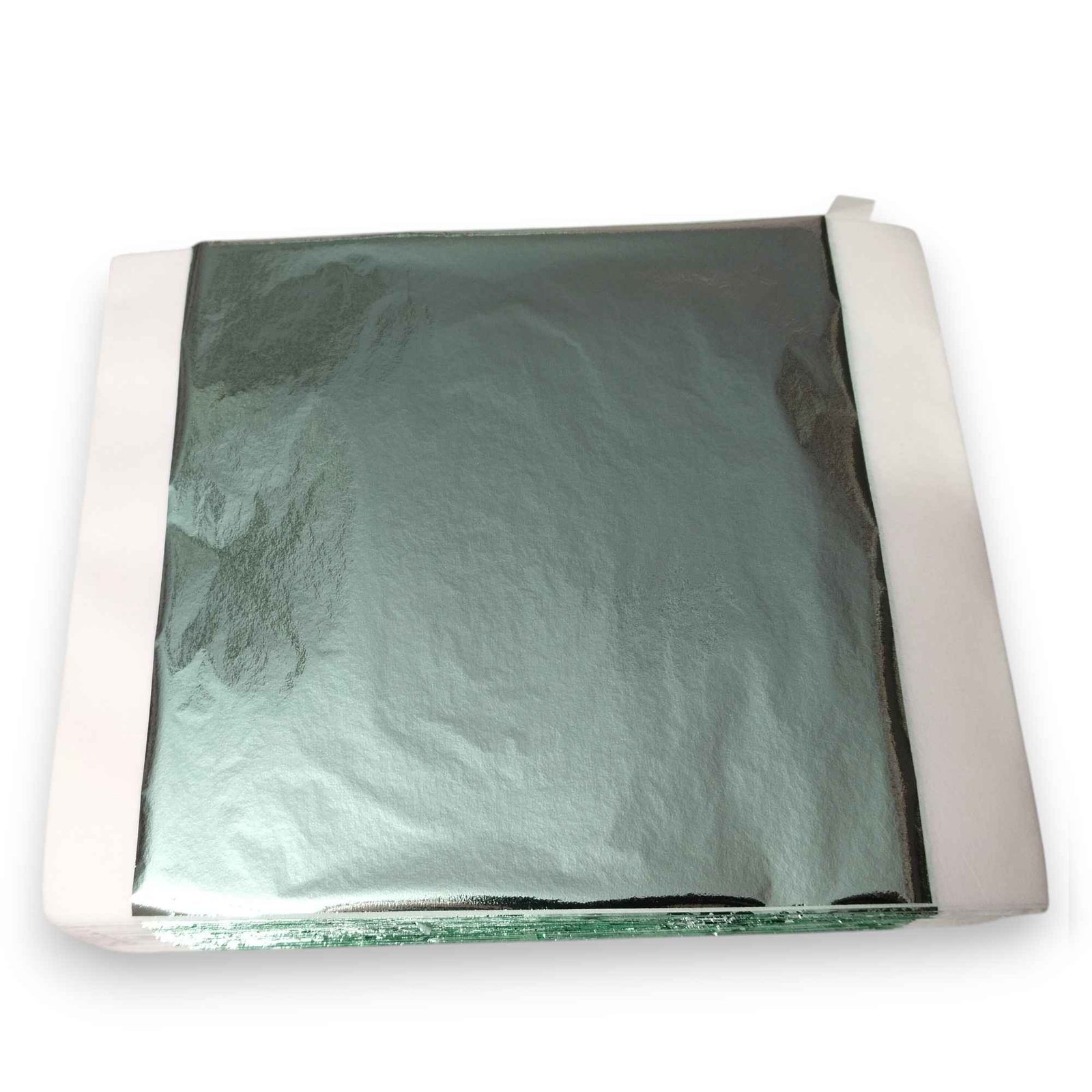 Single light green gold leaf foil sheet 14x14 cm close up