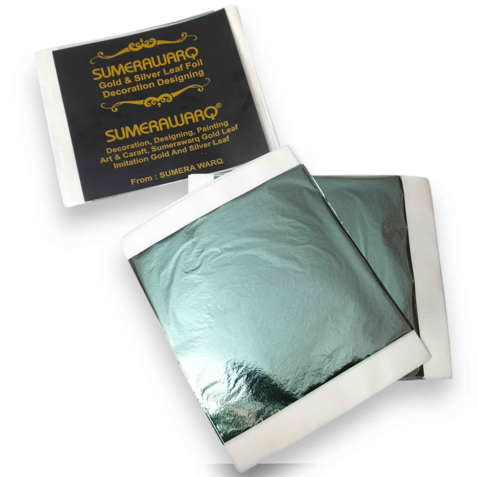 Light green gold leaf foil sheets pack with Sumera Warq branded label