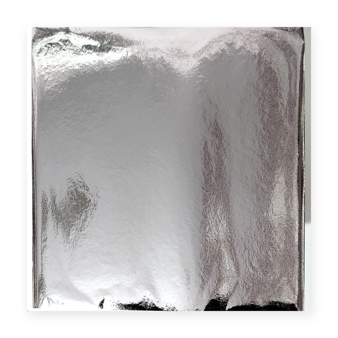 Silver glossy leaf foil sheet 14x14 cm mirror finish pack of 20 - Sumera Warq