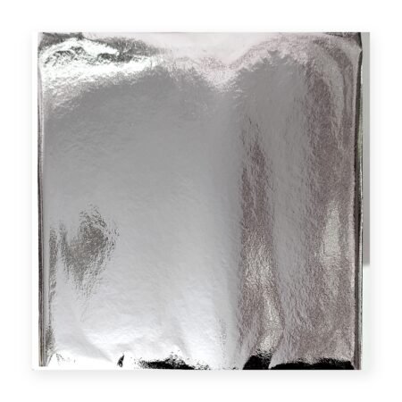 Silver glossy leaf foil sheet 14x14 cm mirror finish pack of 20 - Sumera Warq