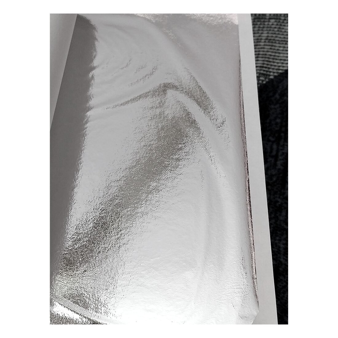 Single silver glossy leaf foil sheet 14x14 cm from 20 piece pack