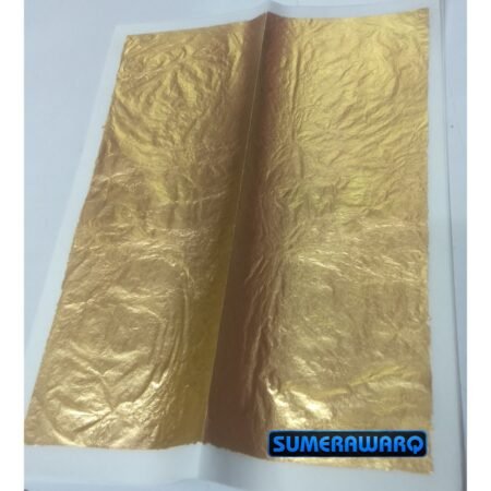 24K pure gold leaf sheet 6x8 inch open on tissue paper by Sumera Warq