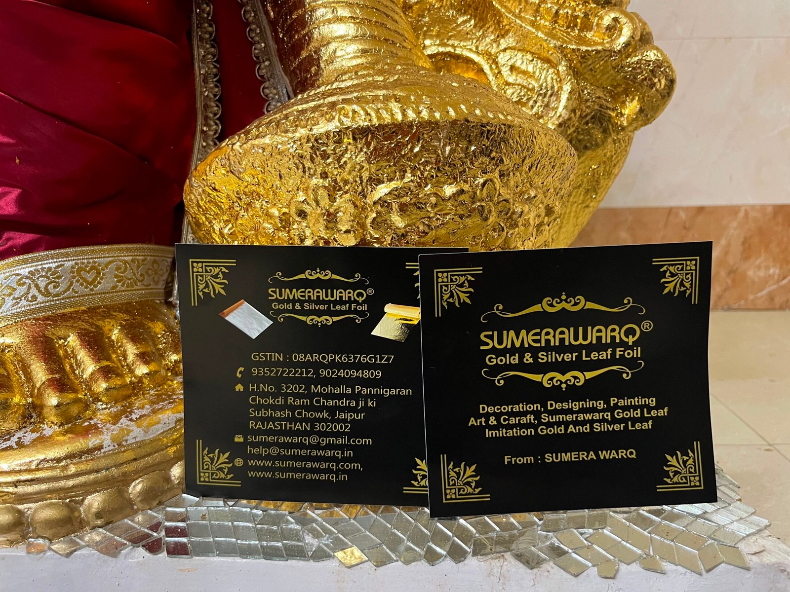 Sumerawarq card gold leaf charan ke paas - asli product pehchan