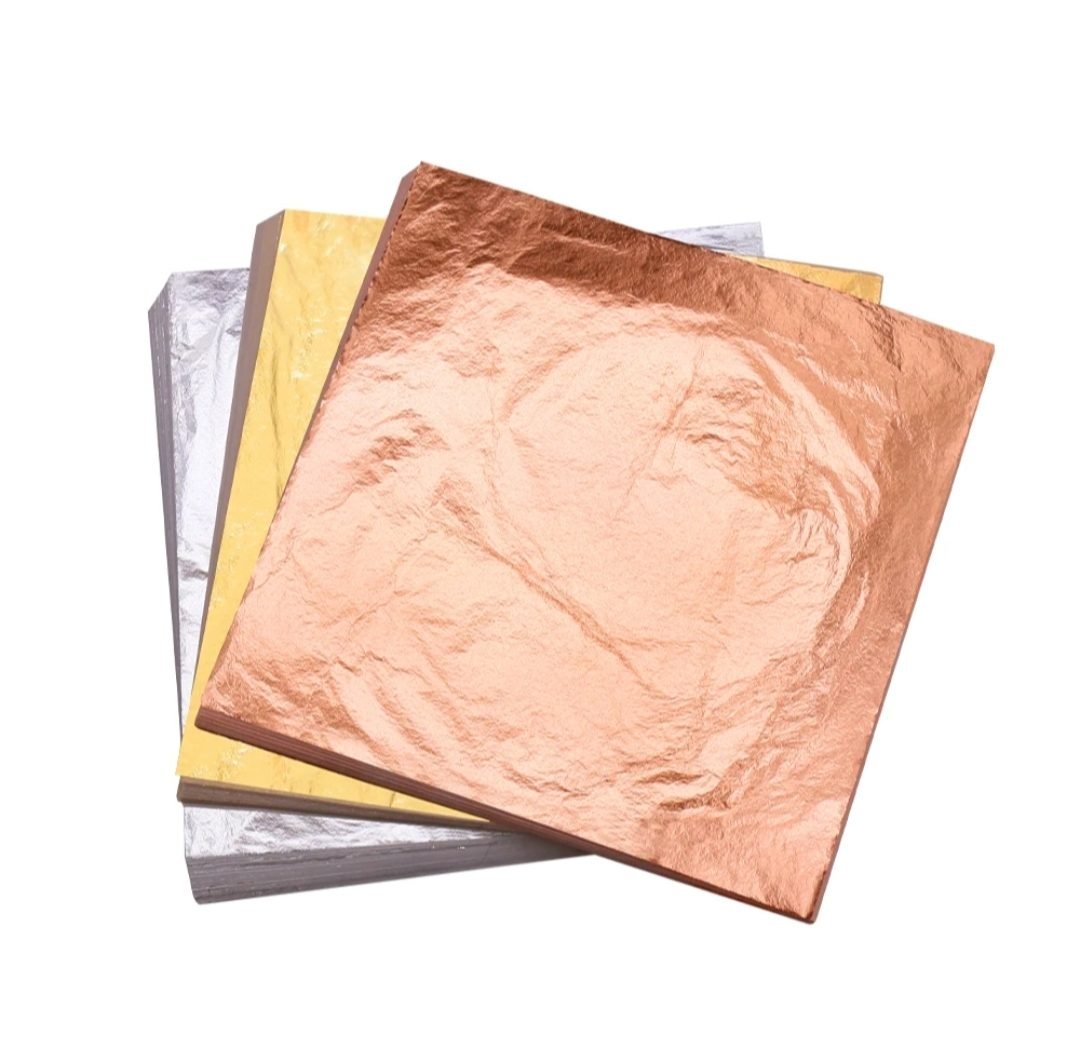 Gold, silver and copper leaf foil sheets 16x16 cm by Sumera Warq