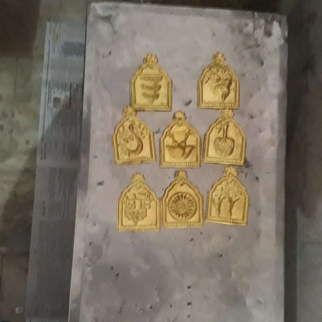 Set of gold plated mandir plaques