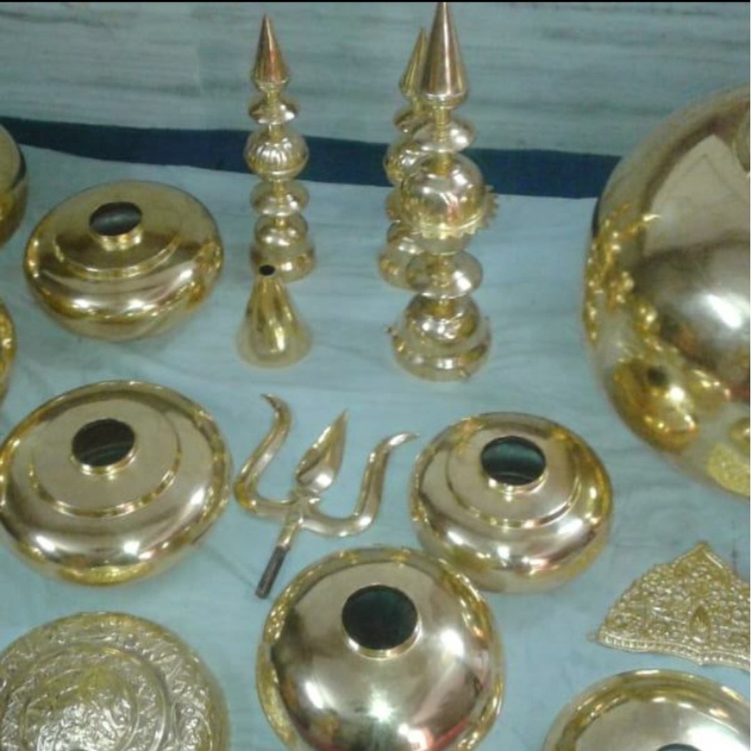 Gold plated mandir kalash bases and finials