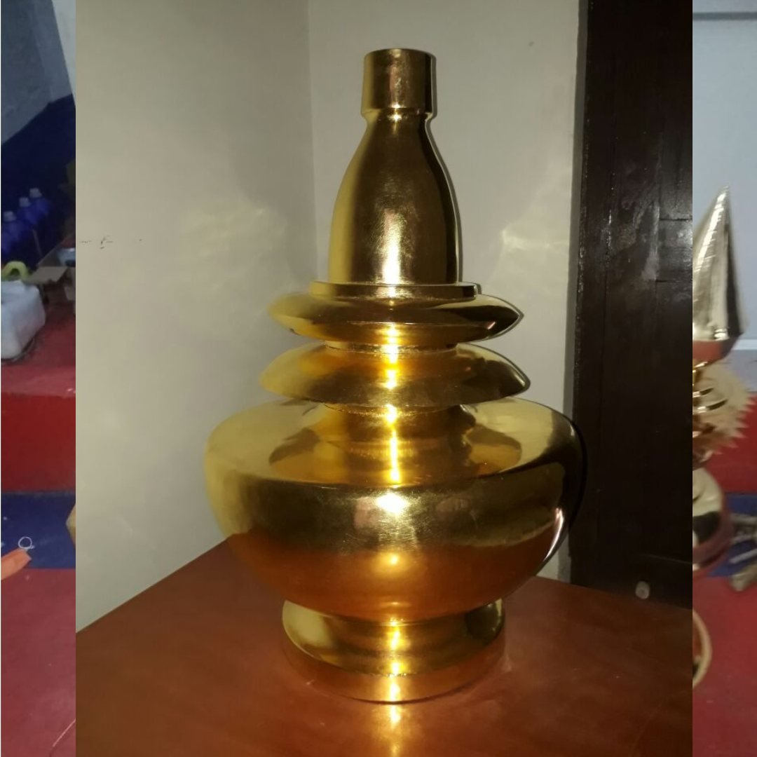 Large single gold plated mandir kalash