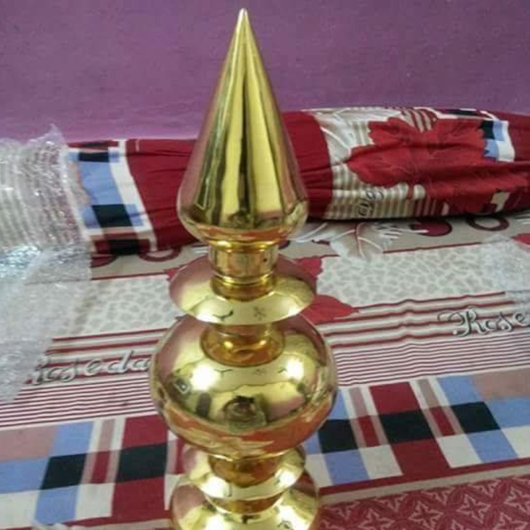 Gold plated mandir shikhar with finial