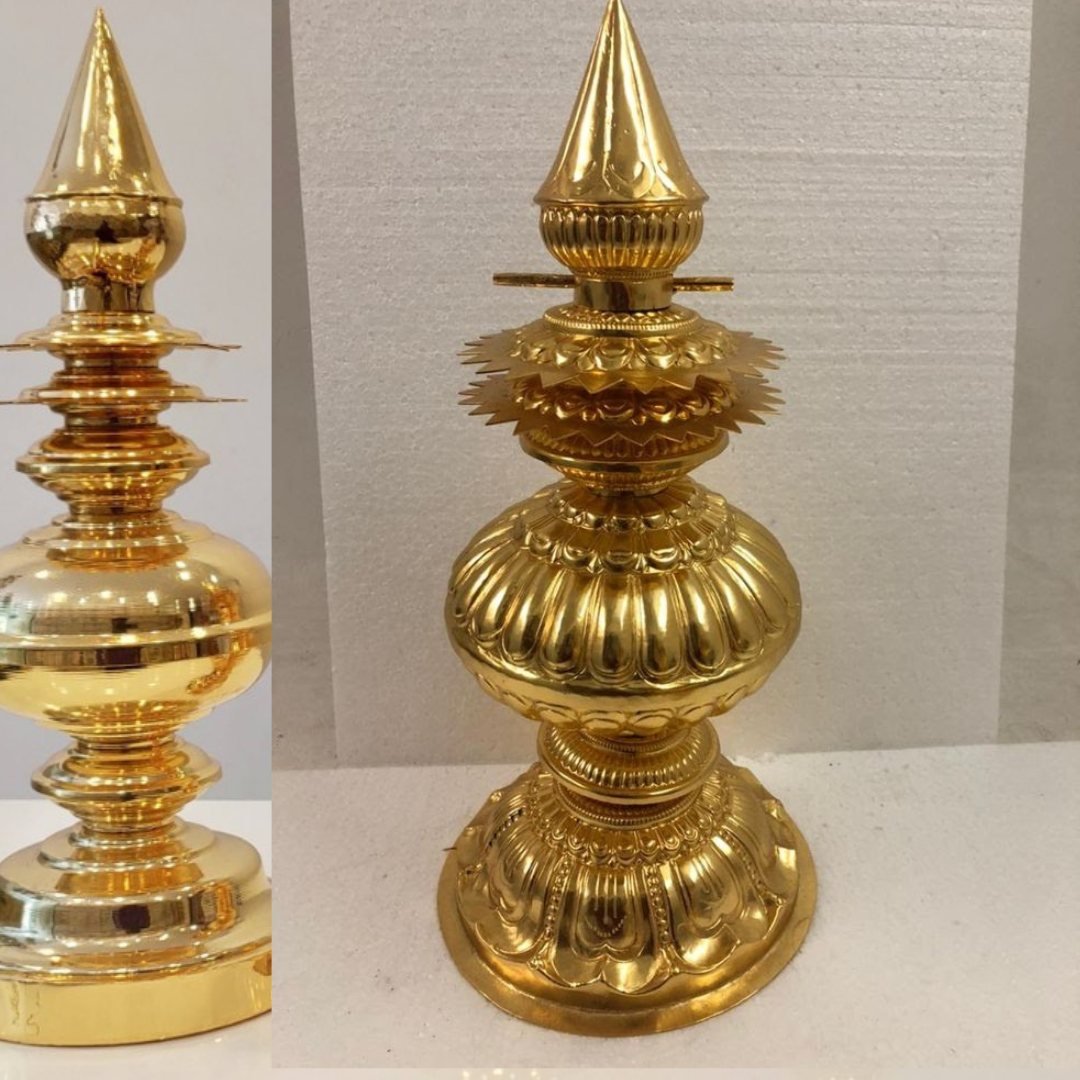Large gold plated mandir shikhar kalash