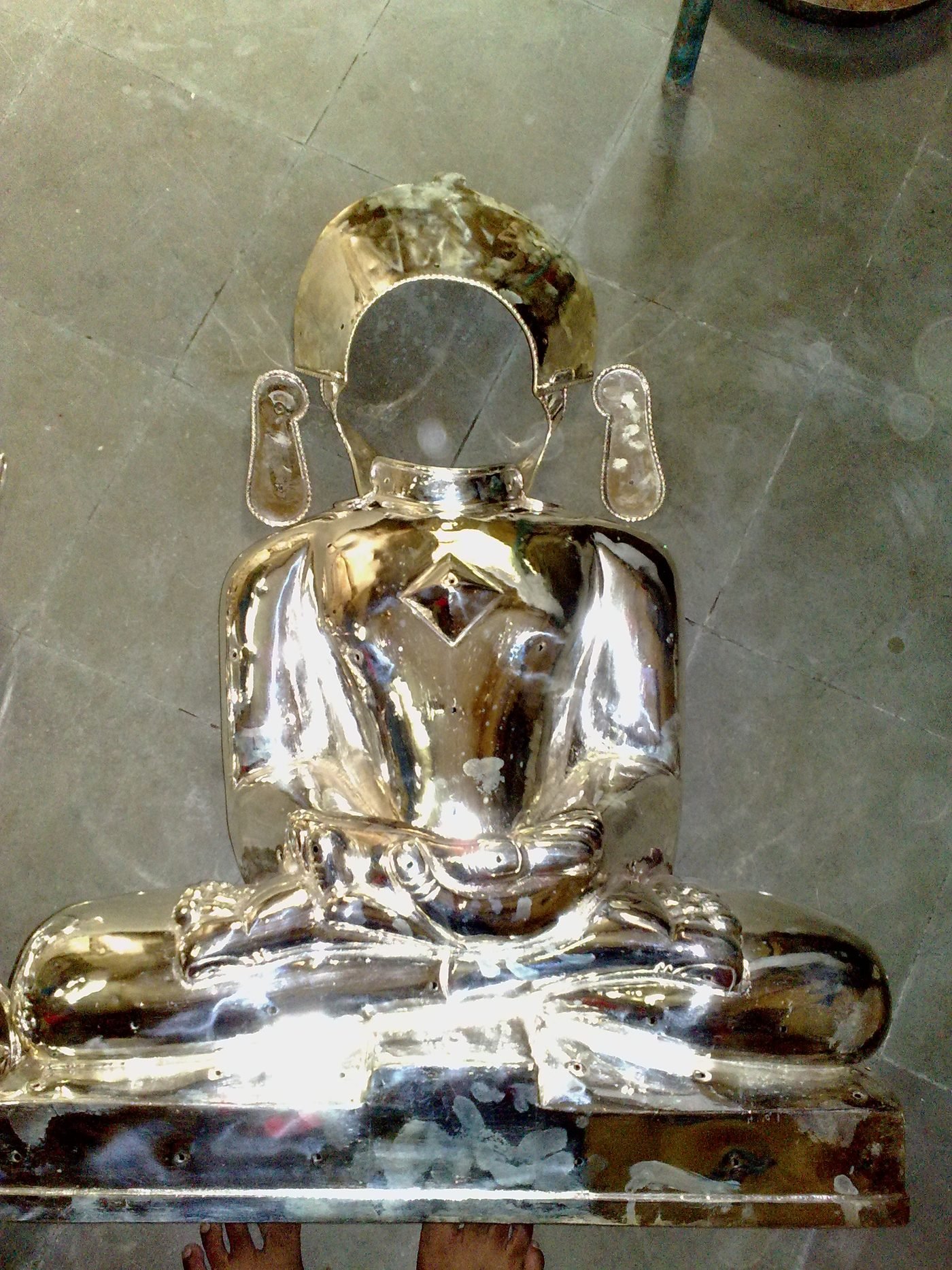 Pure silver leaf chandi ka warq work on a Jain murti