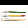 Set of 3 gold leafing brushes with green, yellow and wooden handles on white background - Sumera Warq