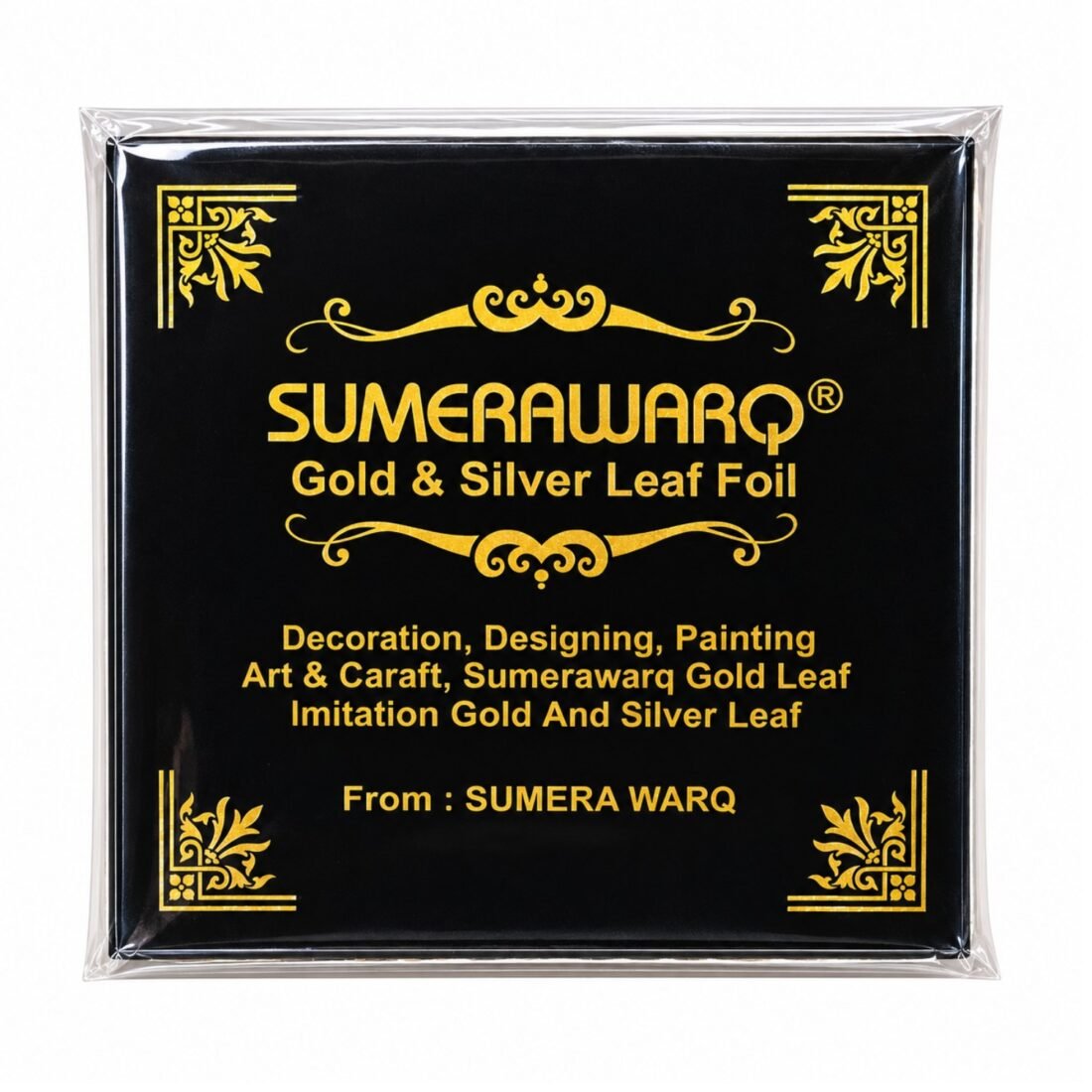 sumerawarq gold leaf foil sheets 8x8 cm 100 sheets pack front
