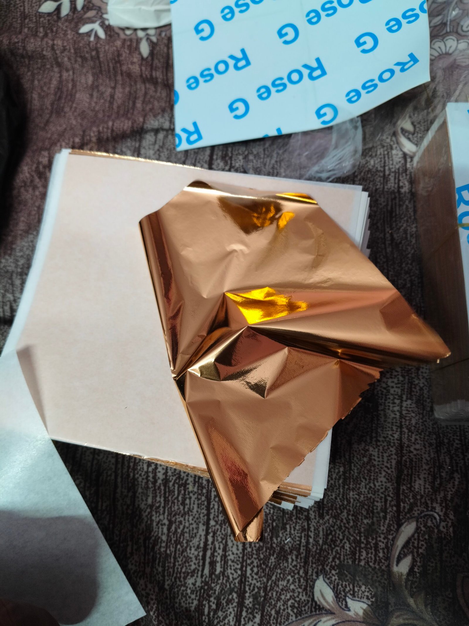 rose gold leaf foil sheets booklet khula hua
