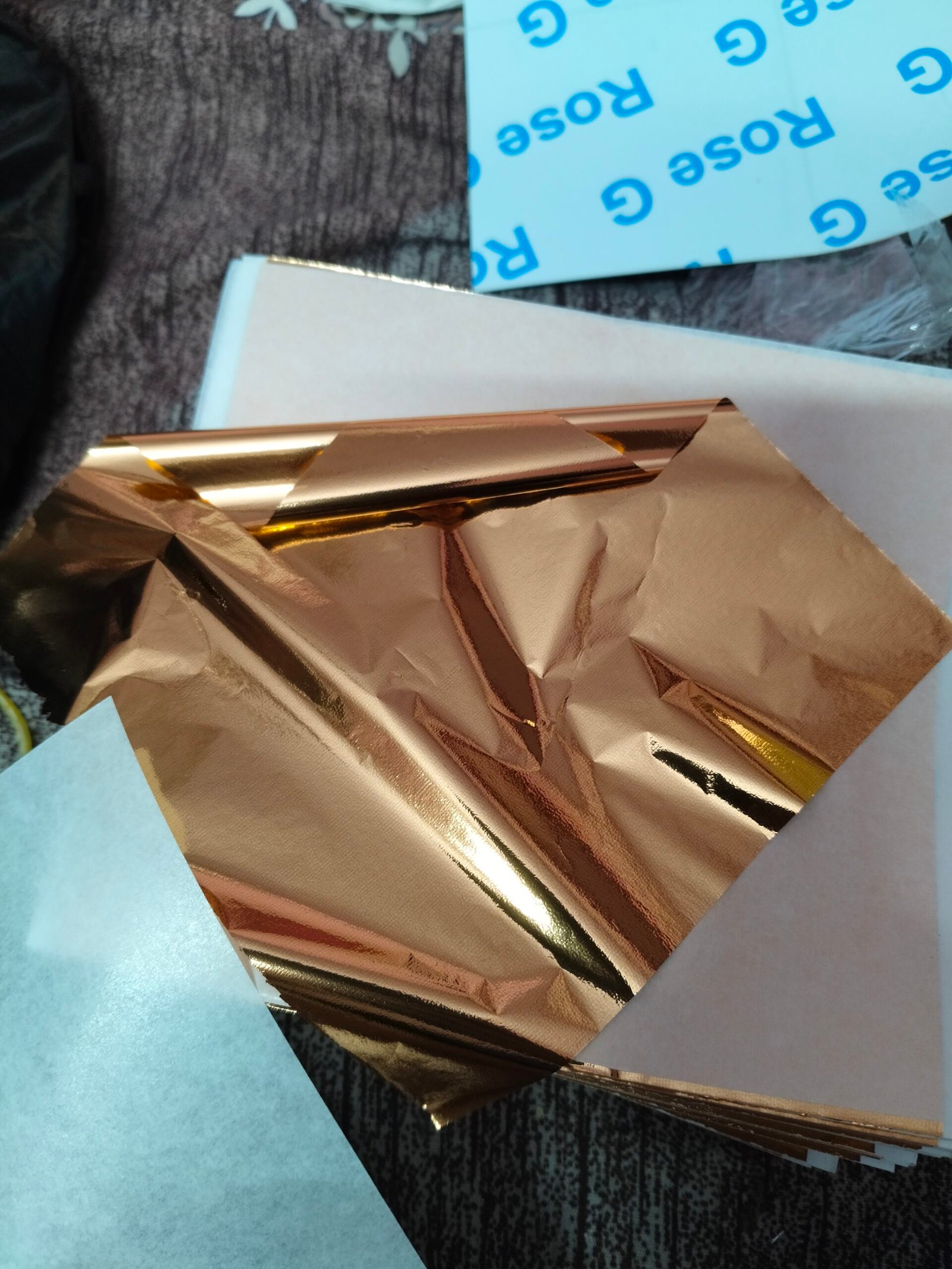rose gold leaf foil sheets ka stack 14x14 cm