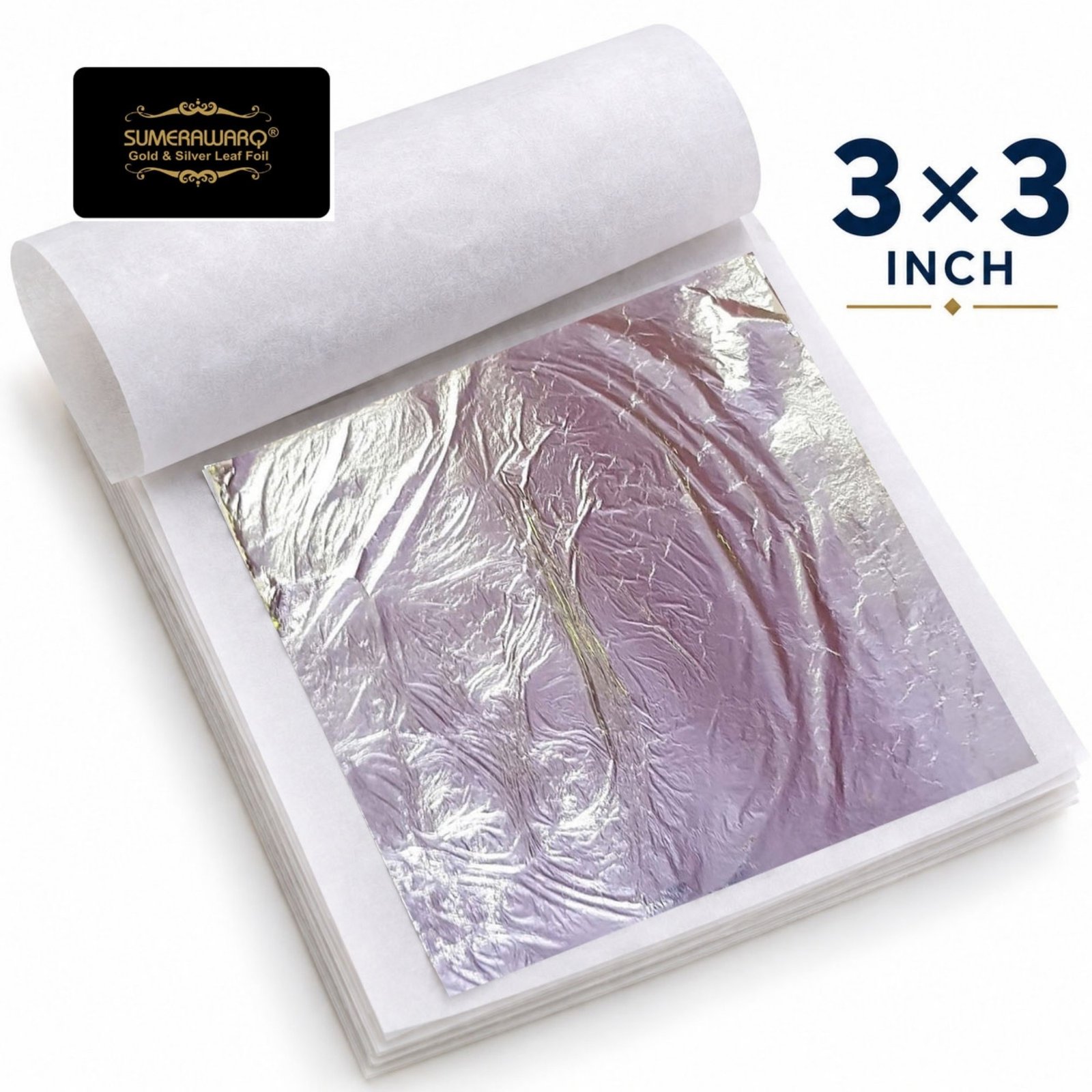 Edible silver leaf 3x3 inch pure chandi ka varak booklet