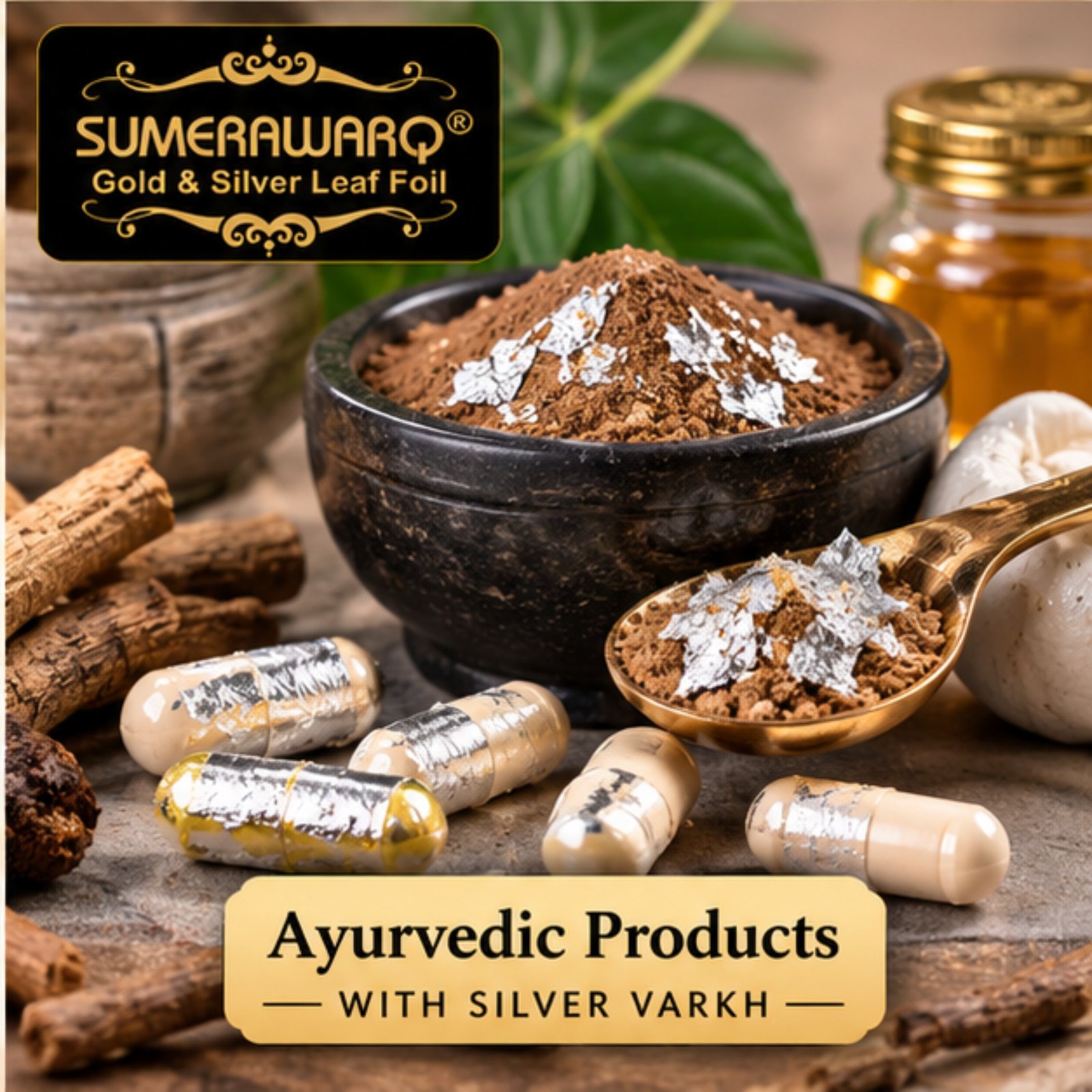 Edible silver leaf 3x3 inch for ayurvedic products