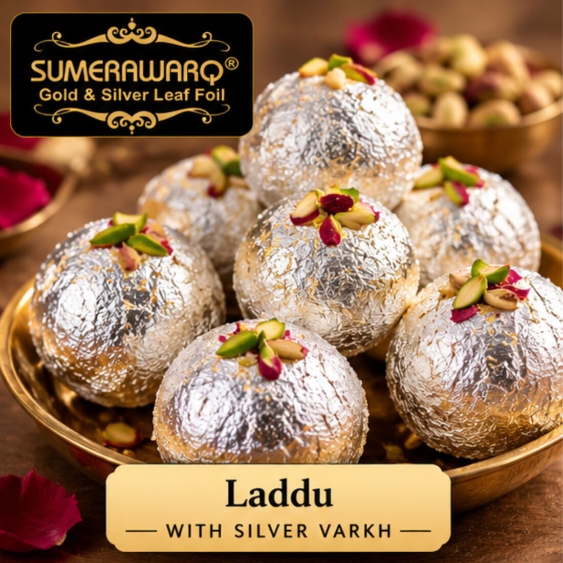 Edible silver leaf 3x3 inch on laddu