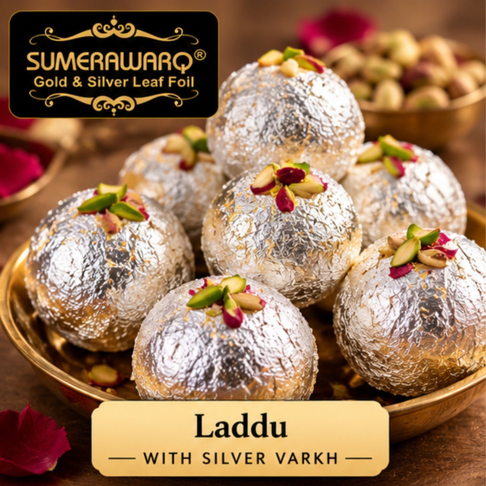 Edible silver leaf 3x3 inch on laddu