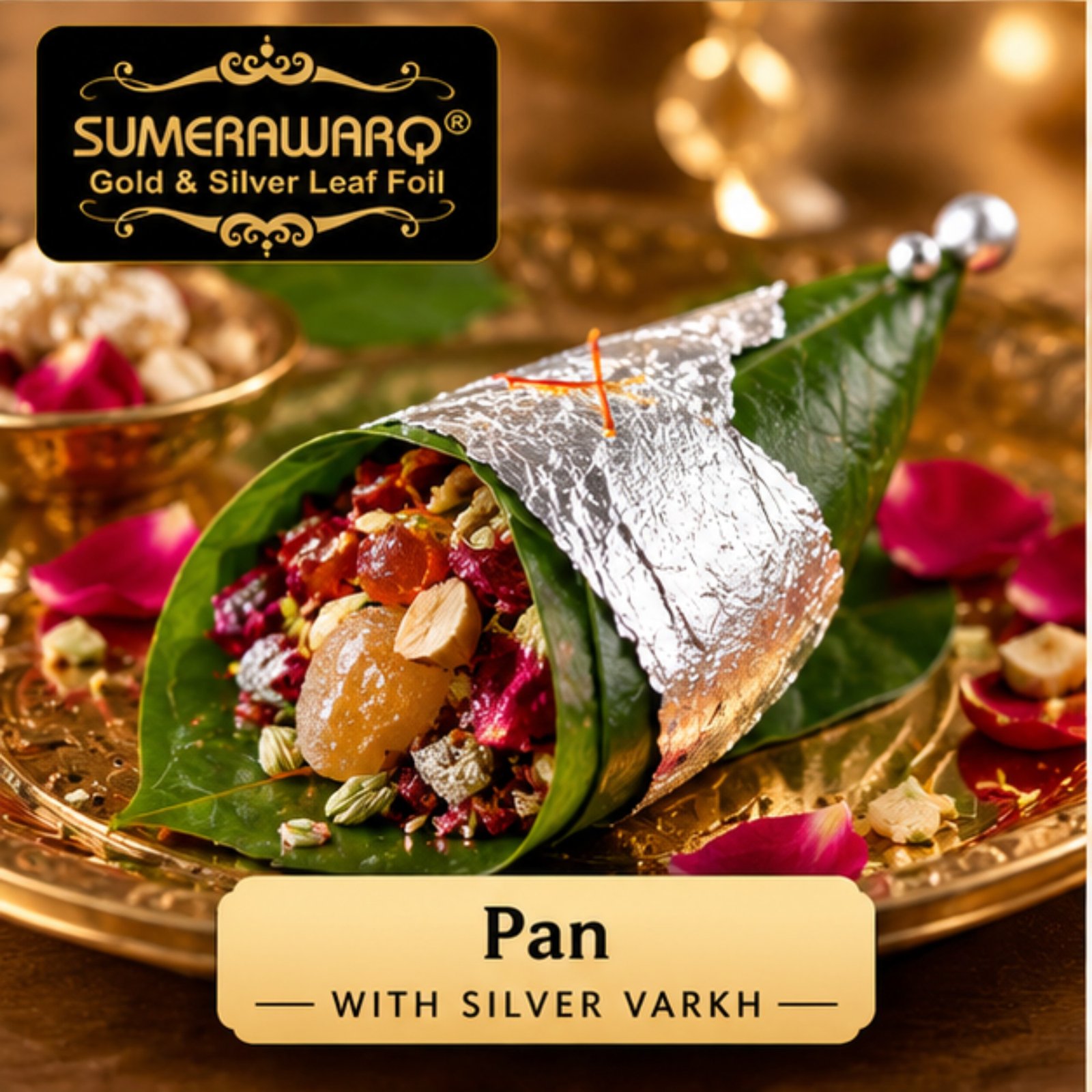 Edible silver leaf 3x3 inch on paan