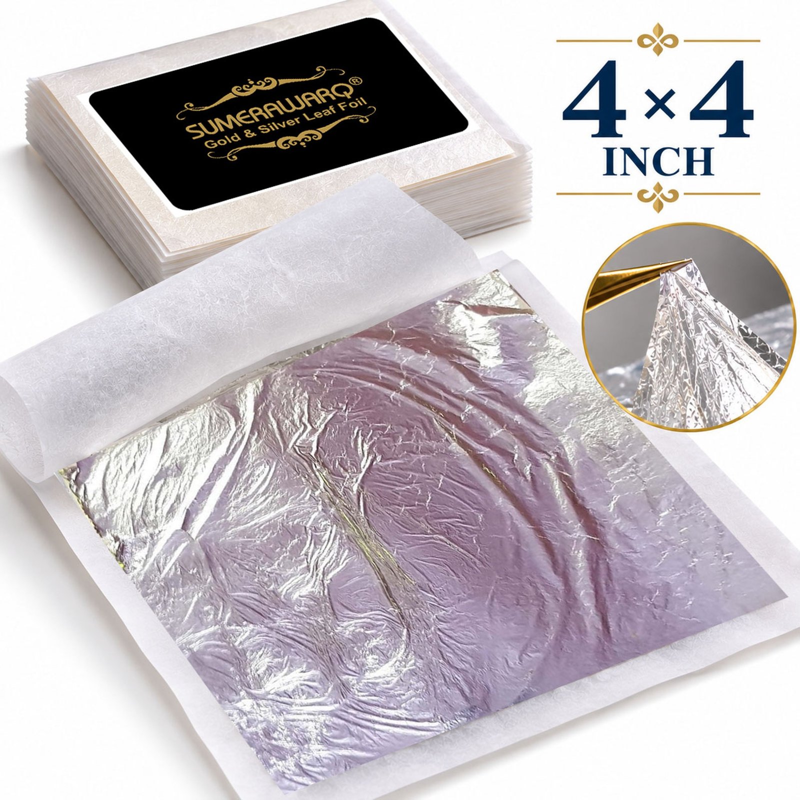 Edible silver leaf 4x4 inch pure chandi ka varak booklet