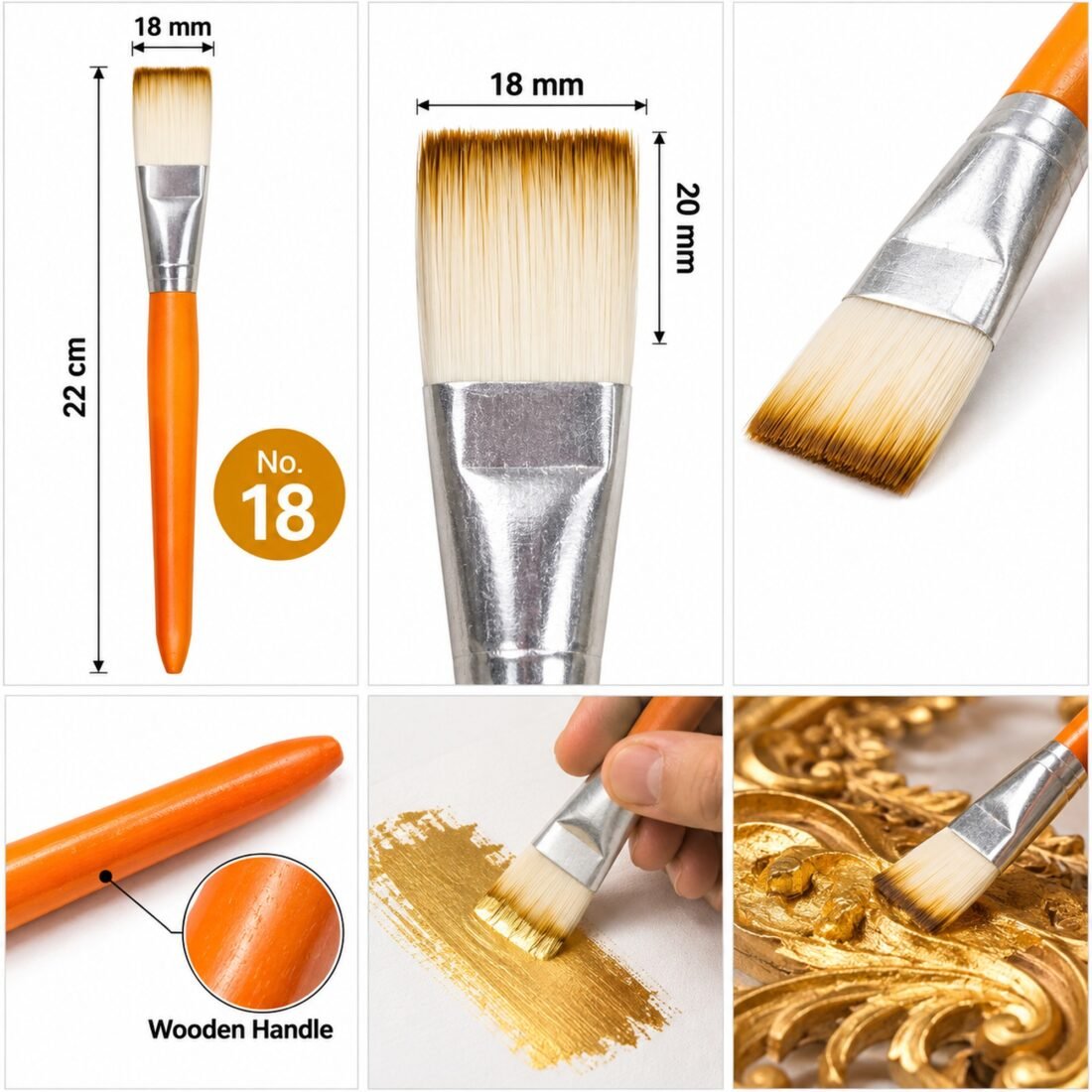 Sumerawarq Gold Leafing Brush Flat No 18 Size Details