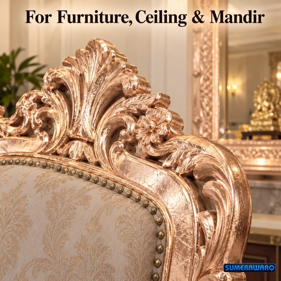 sumerawarq italian gold leaf 16x16 for furniture ceiling mandir