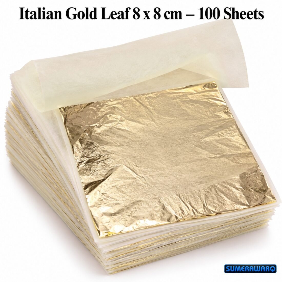 sumerawarq italian gold leaf foil sheets 8x8 cm pack of 100